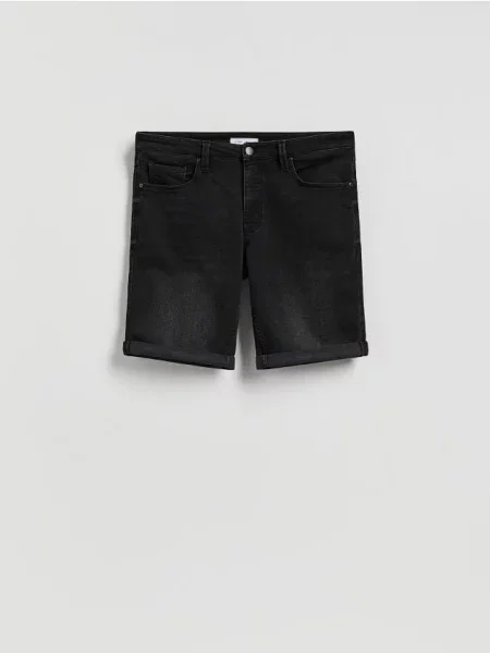 Reserved Pantaloni scurți slim din denim negru