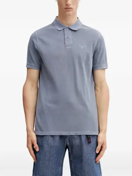 Tricou polo Barbour cu broderie albastru