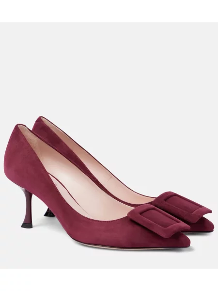 Pantofi cu toc Roger Vivier din piele bordo