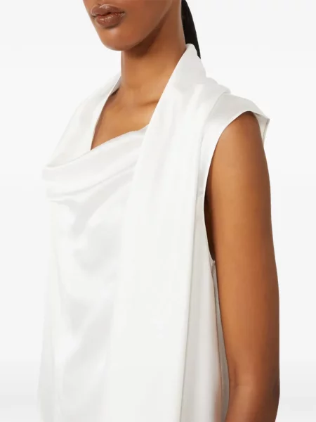 Udrapować bluzka S Max Mara bez rękawów biała