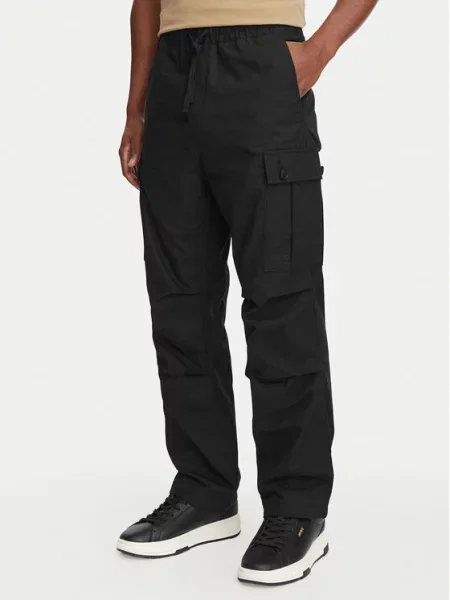 HUGO Cargo stiliaus kelnės Straight Fit juoda