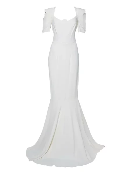 Сатенена костюм макси рокля Roland Mouret бяло