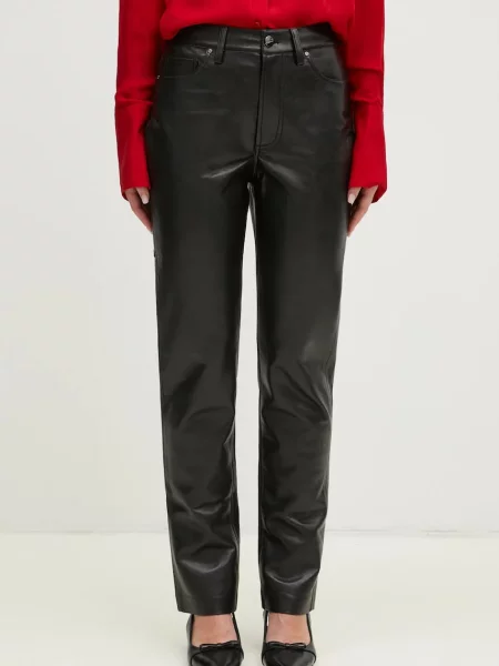 Anine Bing spodnie Bruno Pant proste high waist czarny
