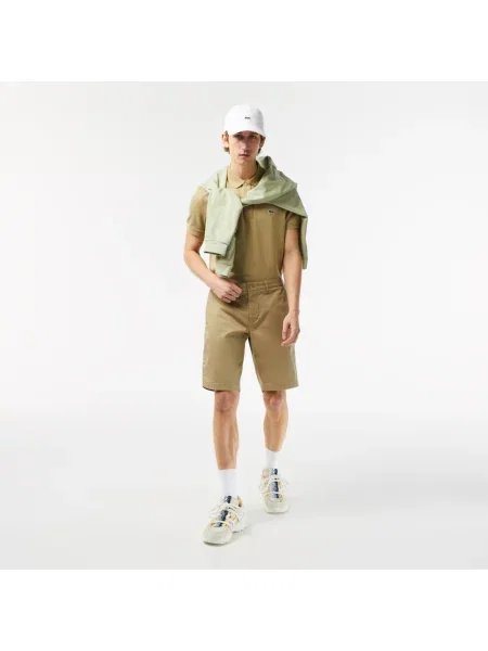 Lacoste Szorty Bermudy Slim Fit Z Elastycznej Bawełny beżowe