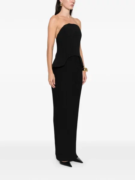 Rochie maxi Solace London plisată de costum negru