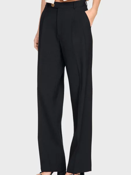 Шерстяные брюки Sandro черные