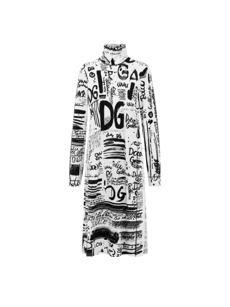 Sukienka midi Dolce And Gabbana z długim rękawem biała