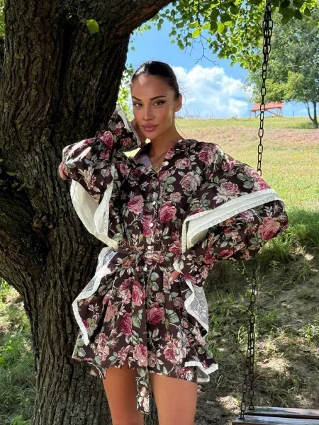 Платье мини Milirud софтшелл коричневое