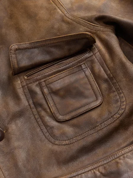 Apykaklė odinė striukė Ralph Lauren Rrl ruda