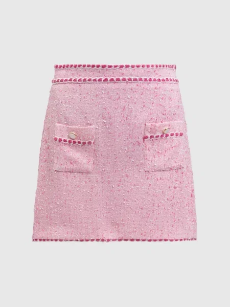 Твидовая юбка мини Simkhai розовая