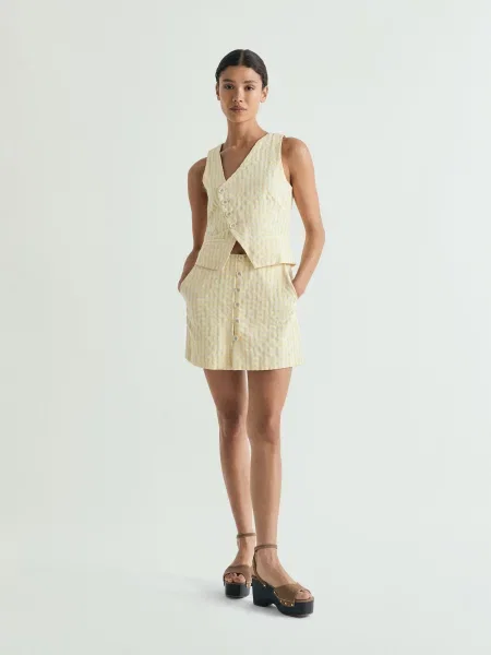 Scalpers Pantaloni galben alb