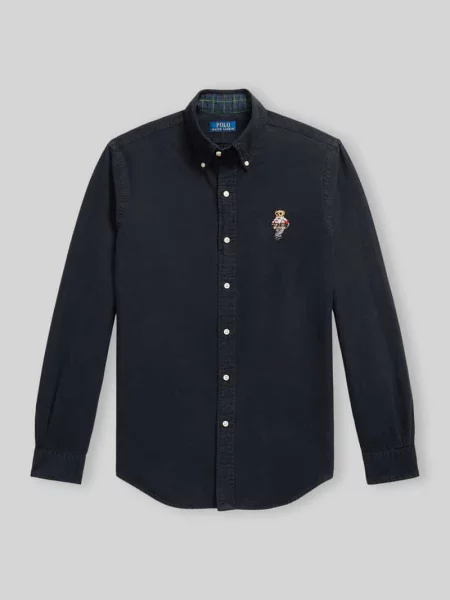 Koszula casualowa z czystej bawełny z haftowanym detalem z motywem Polo Ralph Lauren czarna
