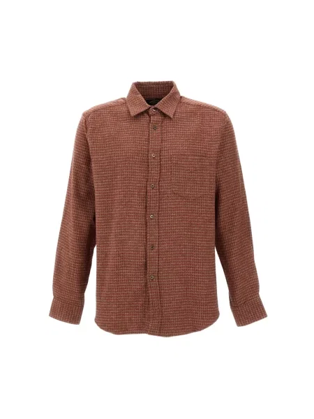 Koszula Portuguese Flannel w abstrakcyjne wzory flanelowa brązowa