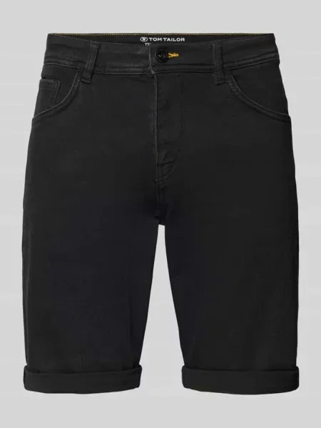 Bermudy jeansy krój regular fit z mieszanka bawełny Tom Tailor czarne