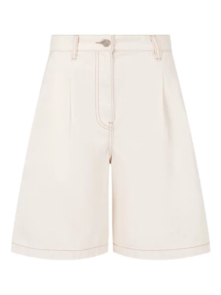 Plisované džínové šortky Studio Tomboy bílé