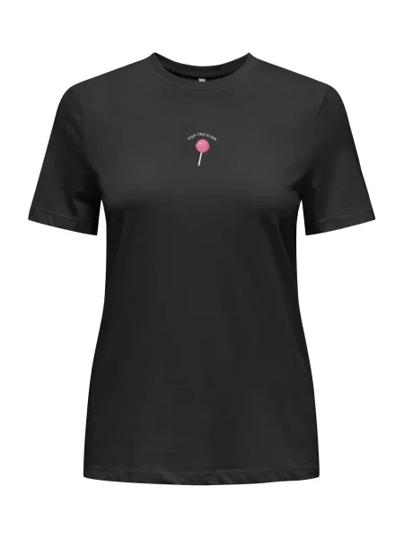 ONLY Tricou ONLFOODIE roz deschis / negru alb