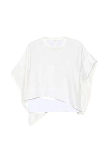 Top Sacai cu decolteu rotund alb