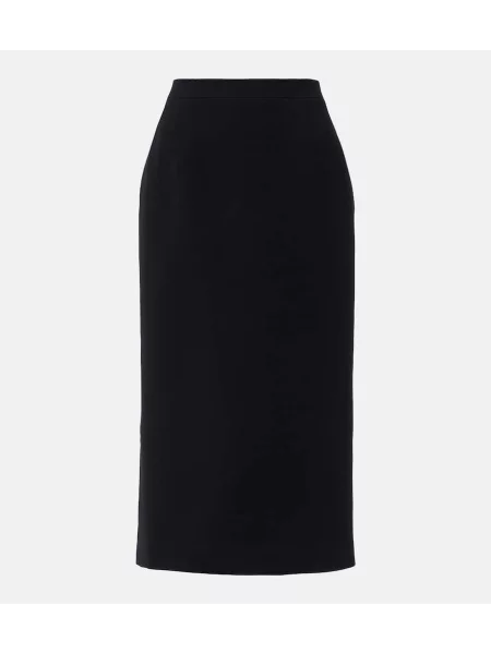 Fustă midi Alessandra Rich de lână până la genunchi negru