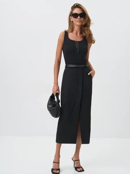 Лляна Спідниця міді TrikoBakh чорний