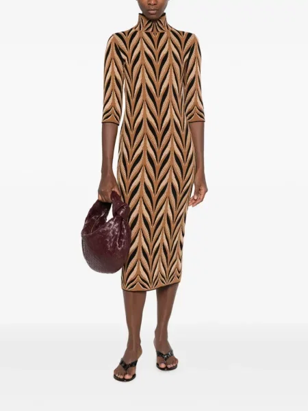 Rochie midi Circus Hotel tricotate maro