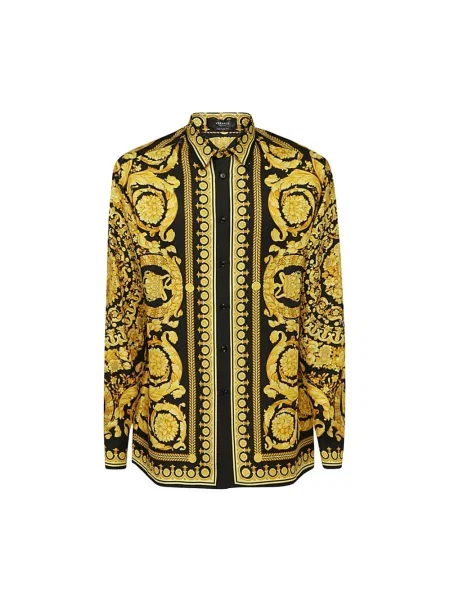 Jedwabna koszula Versace żółta