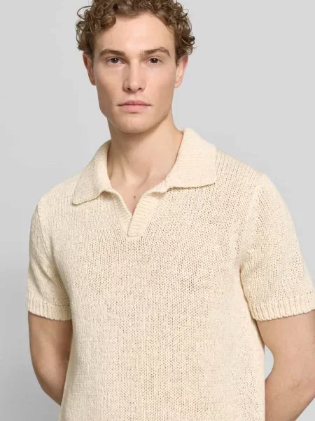 Koszulka z dzianiny o kroju regular fit z kołnierzykiem polo Marc O'polo białe