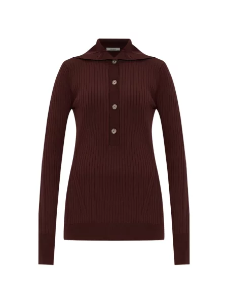 Tricou polo Entire Studios cu nervuri maro