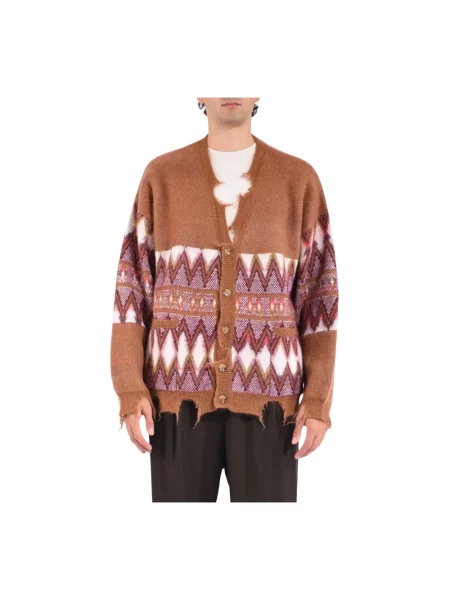 Sweter Laneus żakardowy brązowy