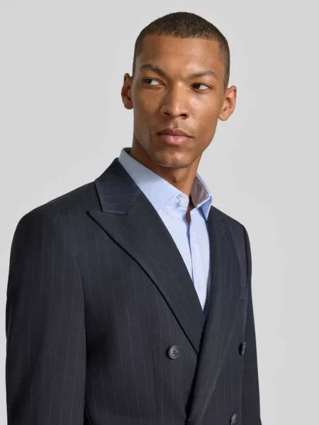 Marynarka o kroju slim fit z wzór w cienkie prążki Selected Homme granatowa