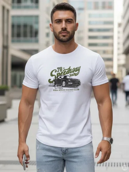T-shirt z motoryzacyjnym nadrukiem Dstreet biały