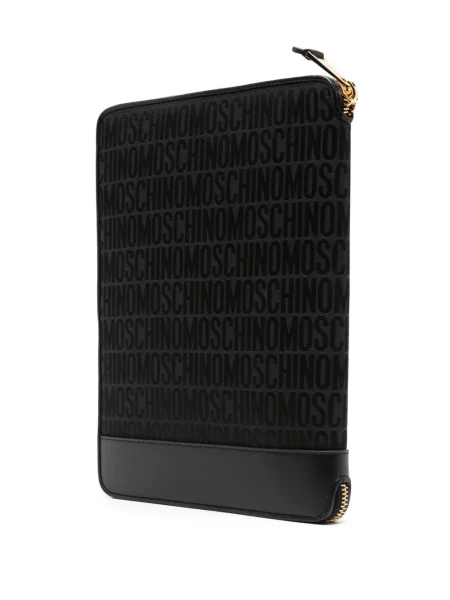 Kožená taška na notebook Moschino černá