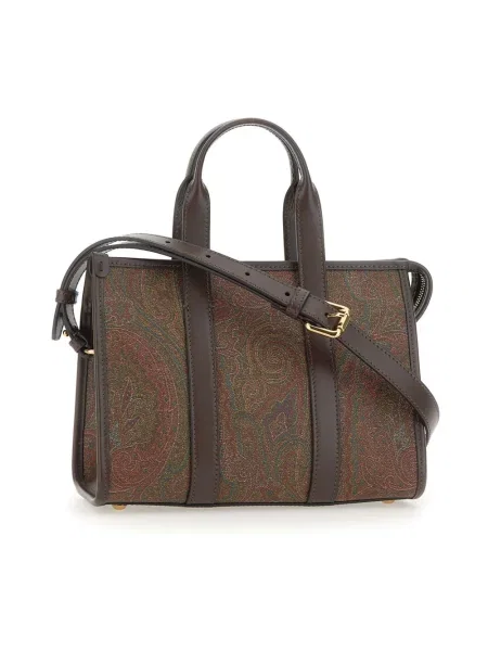Mała torebka skórzana Etro brązowa