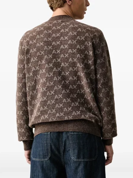 Pulover Armani Exchange cu autograf maro