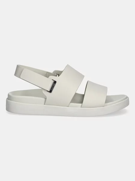 Calvin Klein Usnjeni sandali FLAT ADJ SANDAL EYELET bež