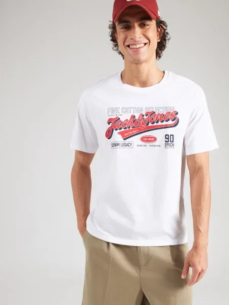JACK & JONES Tričko sivá / tmavozelená biela