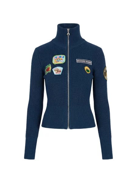 Cardigan Marine Serre cu petice albastru