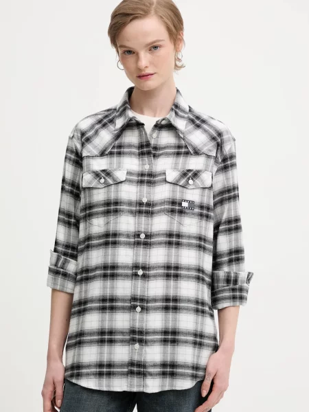 Tommy Jeans koszula regular z kołnierzykiem klasycznym czarny