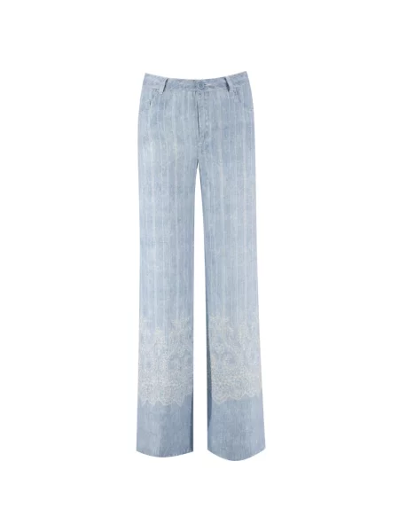 Lniane jeansy Ermanno Scervino niebieskie