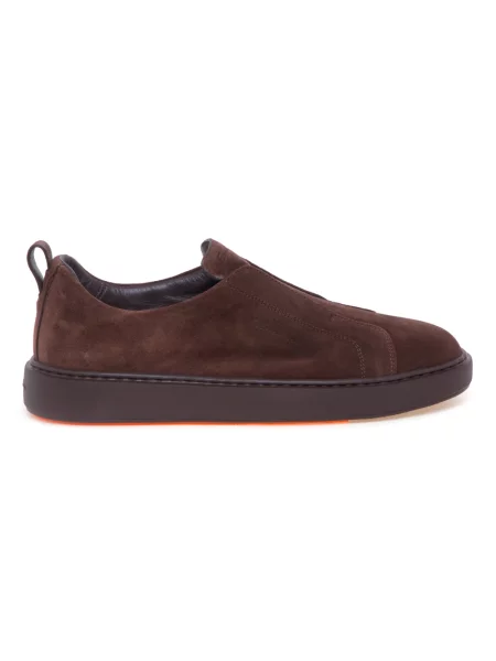 Sneakersy Santoni zamszowe wsuwane brązowe