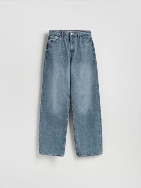 Reserved Džínsy wide leg indigo jeans
