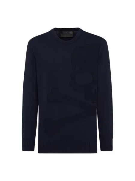 Sweter Philipp Plein z okrągłym dekoltem niebieski