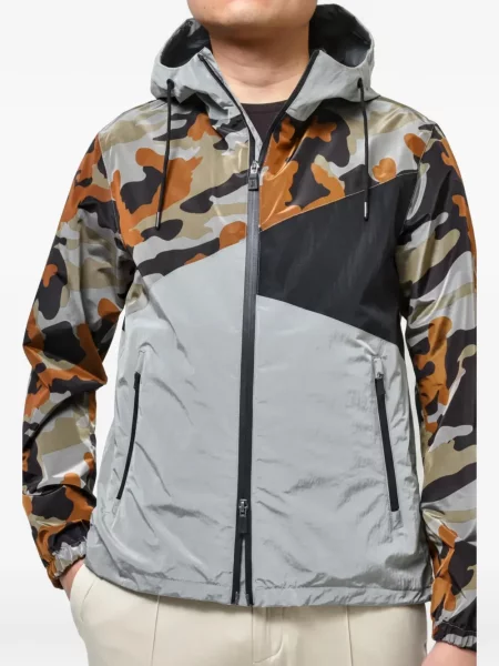 Geacă Herno cu glugă cu imagine cu model camuflaj gri