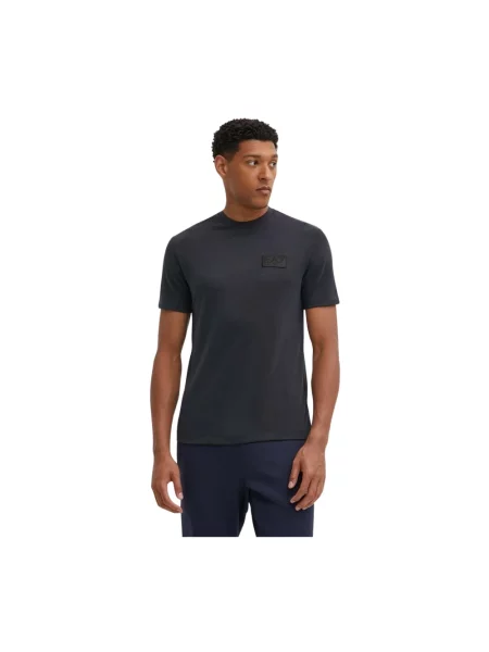 Emporio Armani t-shirt granatowy z aplikacją niebieska