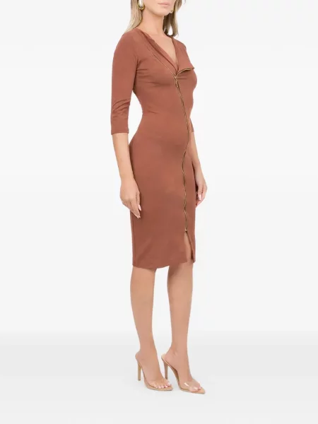 Rochie midi Roserry până la genunchi de costum maro