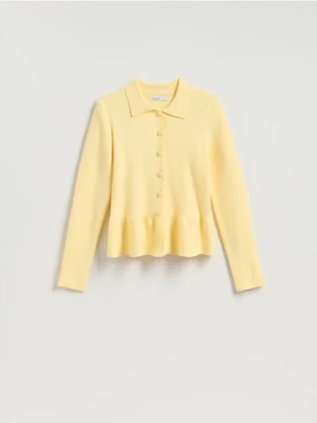 Reserved Pulover cu volan galben-deschis galben