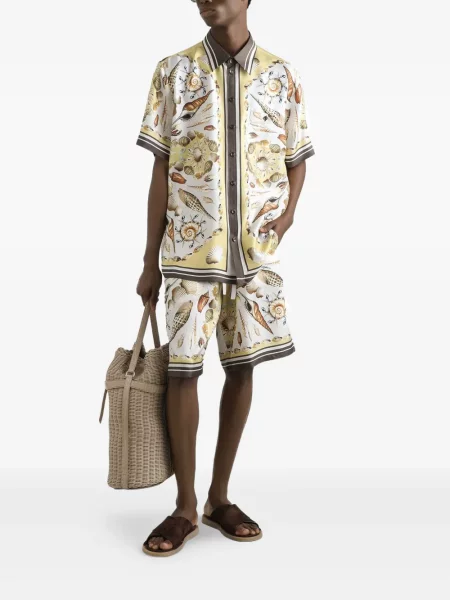 Cămașă Dolce & Gabbana cu imagine tip Hawaii galben