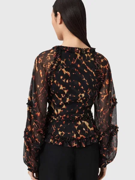 Блузка AllSaints візерунок коричневий