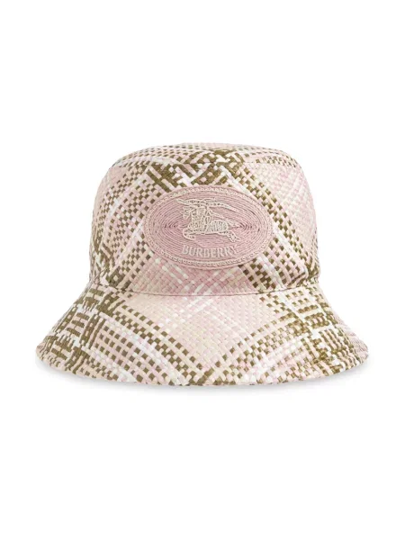 Kapelusz Burberry w kratę różowy