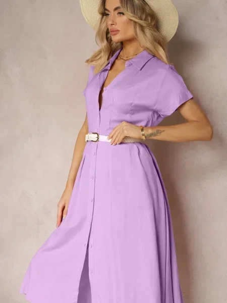 Rochie Cămașă Violetă cu In și Jucilla