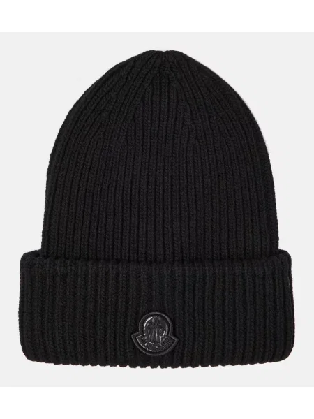 Czapka Moncler wełniana czarna